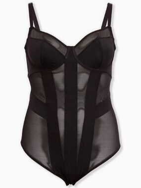 Torrid Black Mesh Strappy Bodysuit